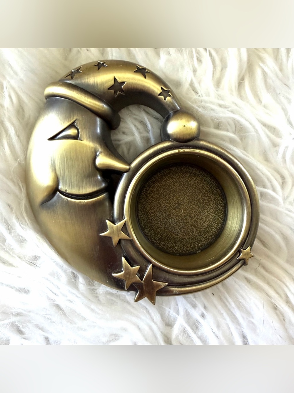 Gold Moon and Stars Candle Holder